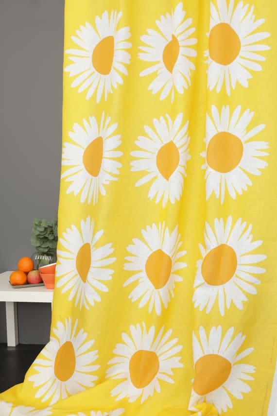 AURINGONKUKKA -pellavakangas keltainen